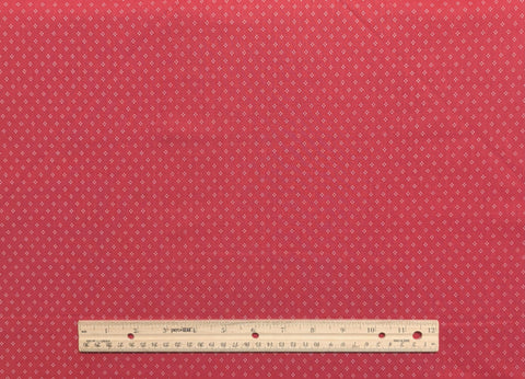 Red Fabric / White Pin Dot Diamond Print - Selvage to Selvage Print