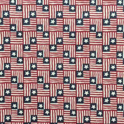 Fabrics Co - Packed American Flag Block Print Fabric