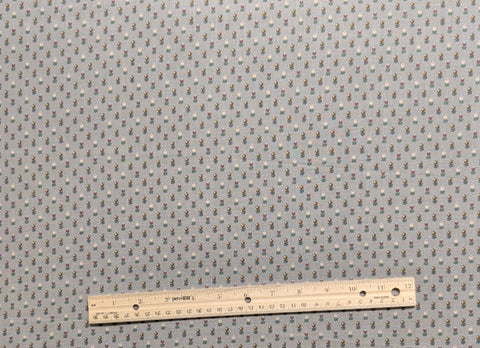 VIP Cranston Print Works - Gray Fabric / Brown, Tan, Green Vintage Flower Print