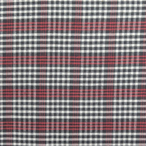 Shirtweight Flannel Fabric / Black, Red, White Micro Plaid - Selvage to Selvage Print