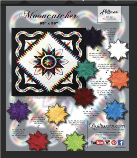 Hoffman Batiks - Watercolors by Judy Neimeyer of Quiltworx (Fabric ONLY - Mooncatcher Pattern Sold Separately) JNM-181-RAINBOW