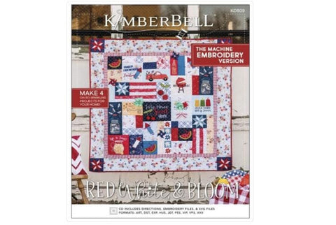 KD809 Kimberbell Red, White & Bloom Machine Embroidery Book and CD from Kimberbell
