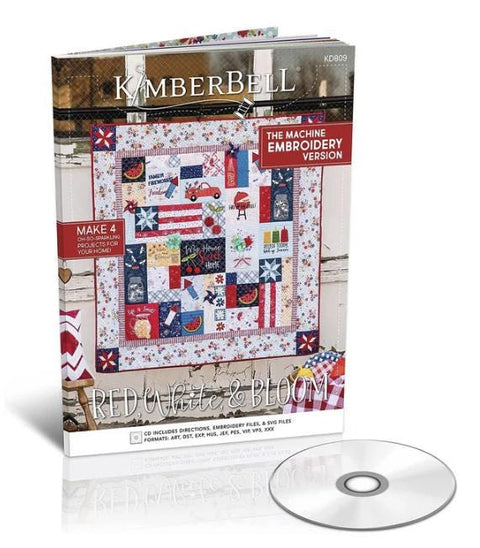 KD809 Kimberbell Red, White & Bloom Machine Embroidery Book and CD from Kimberbell