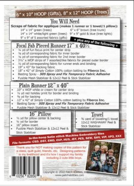 Christmas Collection #1 P300-ME Pattern by Patch Abilities Satin Stitch Machine Embroidery