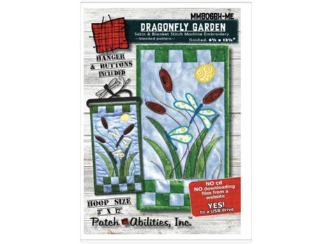 Dragonfly Garden MM806BH-ME by Patch Abilities Satin & Blanket Stitch Machine Embroidery / USB / Includes Hanger