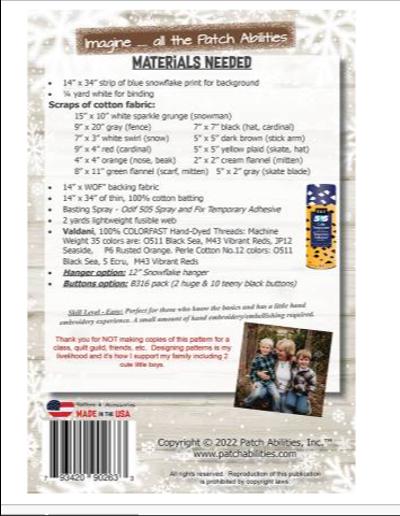 Frosty Friends P316BH Pattern by Patch Abilities / Includes Hanger and Buttons