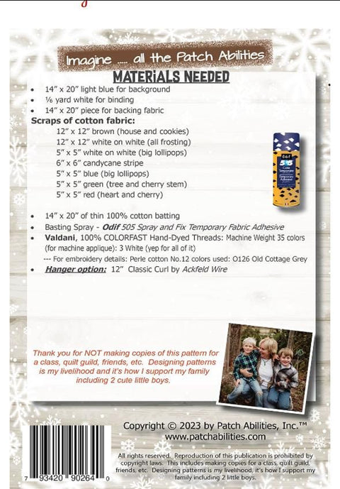 Gingerbread Memories P317H Pattern by Patch Abilities / Includes Hanger