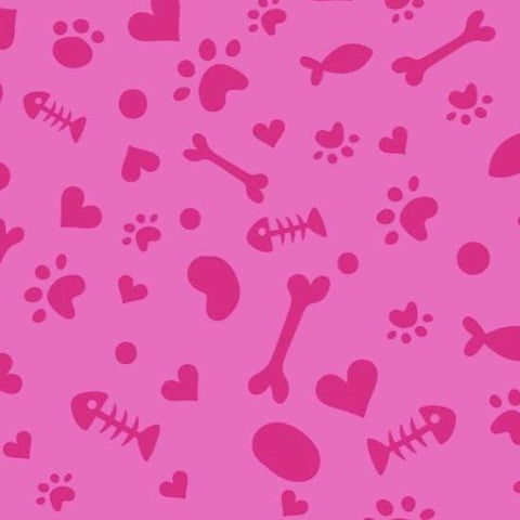 Potpourri of Novelty - DATDX-4362-4C-7 Cat Paw Ditsy Pink David Textiles