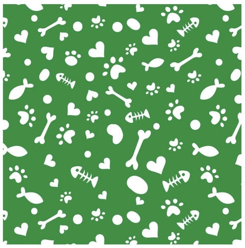 Potpourri of Novelty - DATDX-4362-4C-12 Cat Paw Ditsy Green David Textiles