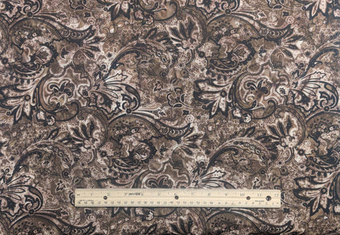 BATIK - Expressions Express Yourself! Bandanas BT23425-143 French Press- Brown Fabric / Tan, Black,and White Filigree Tjap