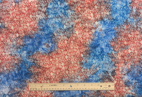 BATIK - Let Freedom Reign Expressions BT23196-223  Fireworks Branches Red, Blue, White Fabric / White Leaf Vine Tjap