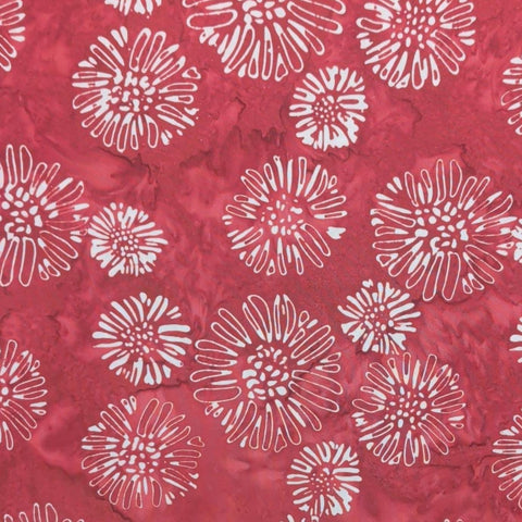 BATIK - Let Freedom Reign Expressions BT23194-214 Fireworks Daisies Crimson - Red Fabric / White Daisy Tjap