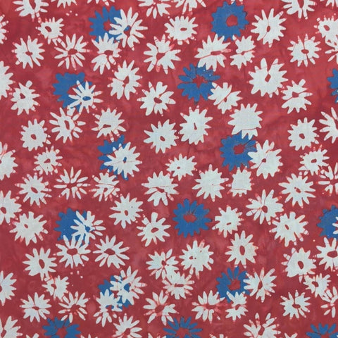 BATIK - Let Freedom Reign Expressions BT23193-223 Red Fabric / White and Blue Fireworks Floral
