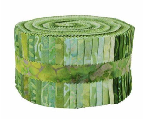 Java Batiks Green for Maywood Studio - (40) 2-1/2" Fabric Strips - ST-MASJAB-GRE