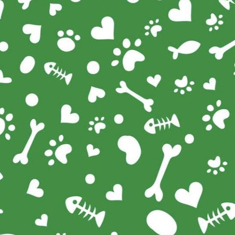 Potpourri of Novelty - DATDX-4362-4C-12 Cat Paw Ditsy Green David Textiles