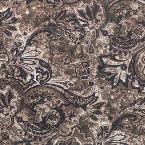 BATIK - Expressions Express Yourself! Bandanas BT23425-143 French Press- Brown Fabric / Tan, Black,and White Filigree Tjap