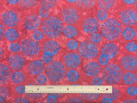 BATIK - Let Freedom Reign Expressions BT23194-223 Fireworks Daisies Red Fabric Blue Daisy Tjap