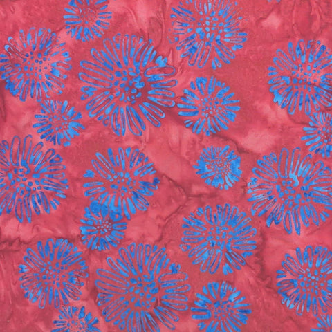 BATIK - Let Freedom Reign Expressions BT23194-223 Fireworks Daisies Red Fabric Blue Daisy Tjap