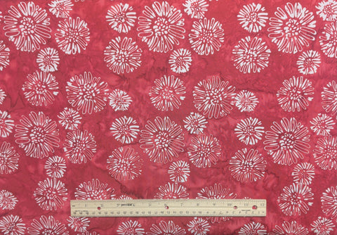 BATIK - Let Freedom Reign Expressions BT23194-214 Fireworks Daisies Crimson - Red Fabric / White Daisy Tjap