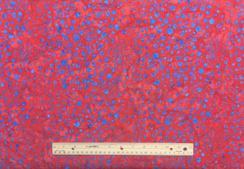 BATIK - Let Freedom Reign Expressions - Red Fabric / Blue Star and Fireworks Tjap