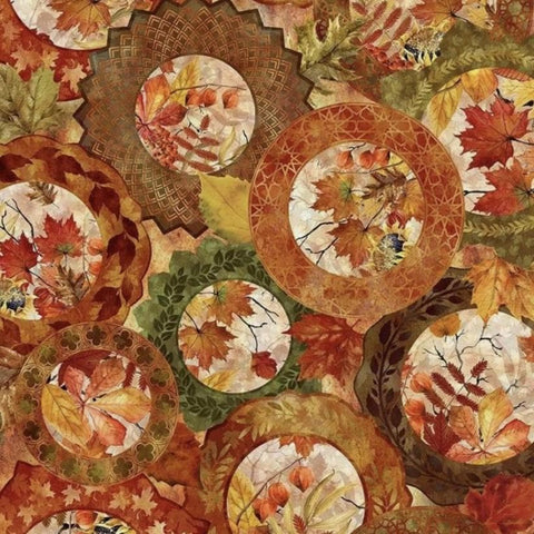 Autumn Celebration Circles Multi 3AUT-1 by Jason Yenter for In the Beginning Fabrics