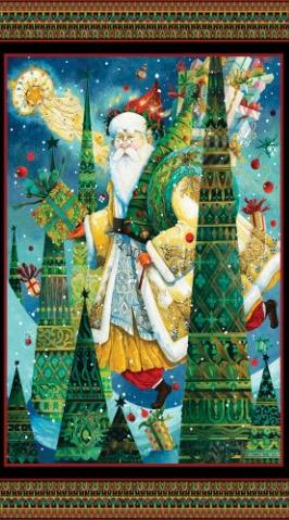 Christmas Spirit Fabric Panel by David Galchutt for Benartex Style #16274 ~ 24" x 44"
