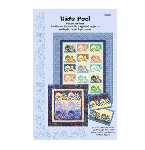 Tide Pool Continuous Line Machine Applique Pattern for Wall Quilt, Throw & Placemats / Pattern #Q206