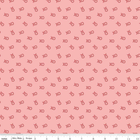Sweetheart by My Mind's Eye 2024 C15504 Riley Blake Designs - Pink Fabric / Red Tossed "XO" Print