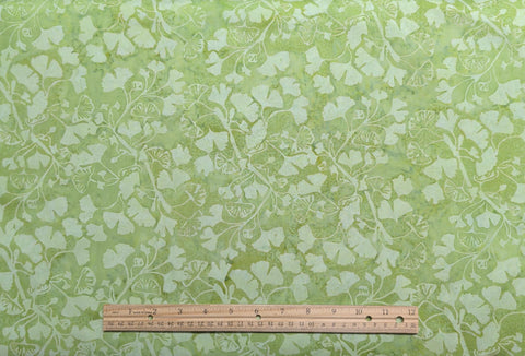 Hoffman California International Fabrics Batik G2180-106 Celery - Green Tone-on-Tone Ginko Tjap Fabric