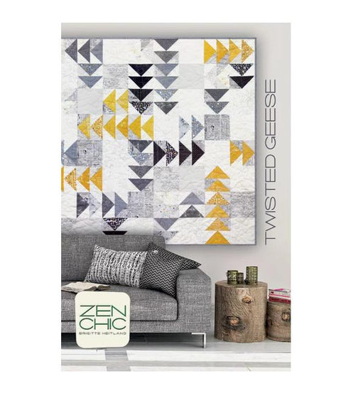 Twisted Geese Quilt Pattern - Zen Chic Brigitte Heitland / Finished Size: 65" x 65" / Skill Level - Beginner