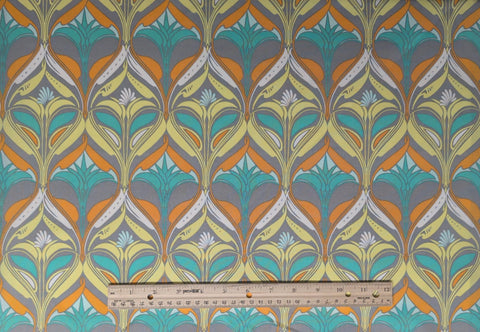 Modern Affair Collection MA-4407 for Art Gallery Fabrics - Gray, White, Yellow, Turquoise Modern Flower Print Fabric