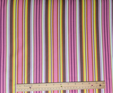 Dreaming in French Collection by Art Gallery Fabrics DIF-705 Pink Champes Elysees - Pink, White, Purple, Brown, Acid Green Stripe Fabric