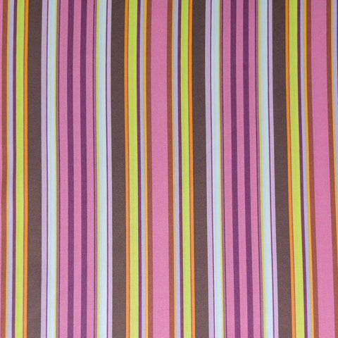 Dreaming in French Collection by Art Gallery Fabrics DIF-705 Pink Champes Elysees - Pink, White, Purple, Brown, Acid Green Stripe Fabric