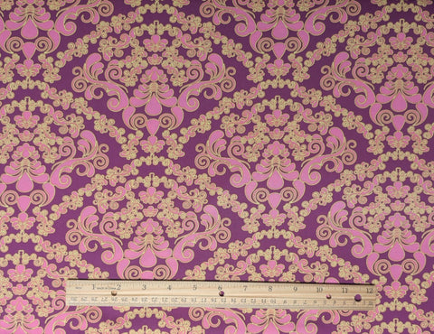 Dreaming in French Collection by Art Gallery Fabrics DIF-703 - Purple Fabric / Pink, Yellow Print