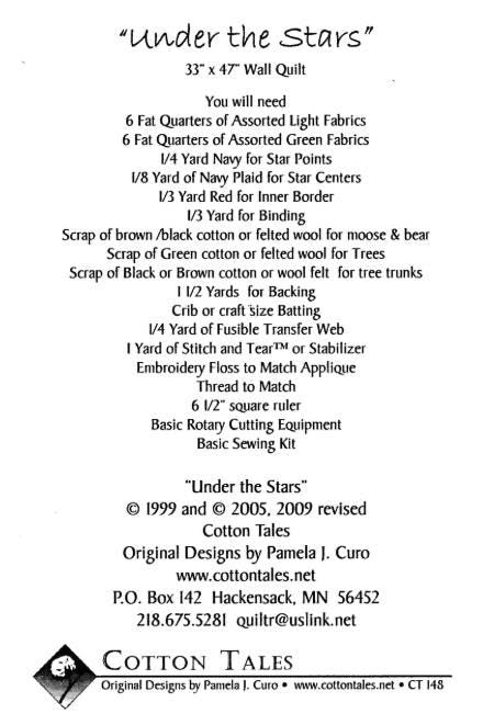 Under the Stars Piecing and Applique Quilt Pattern - Cotton Tales CT148 / Scrap and Fat Quarter Friendly