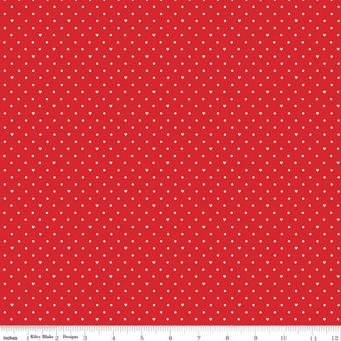 Sweetheart by My Mind's Eye 2024 C15506 Riley Blake Designs - Red Fabric / White Dot and Heart Print