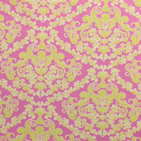 Dreaming in French Collection DIF-803 Art Gallery Fabrics - Bright Pink Fabric / Acid Green Stylized Medallion Print