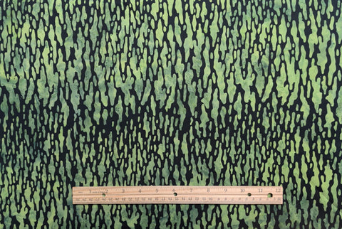 Hoffman California International Fabrics Batik G2196-71 - Green and Black Patterned Fabric