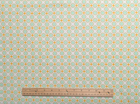 Meadowsweet SH-4233 33-ROBI-D Meadow Dot by Sandi Henderson for Michael Miller Fabrics - White Fabric / Robin's Egg Blue, Green, Gold Dot