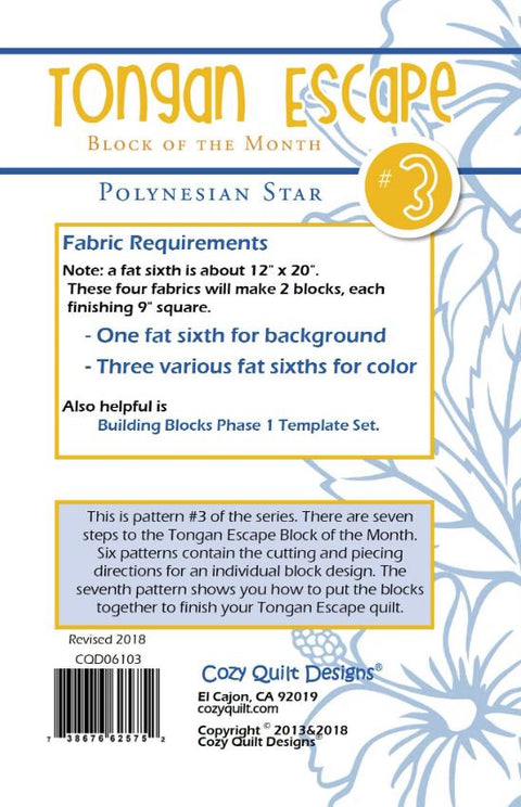 Tongan Escape Block of the Month Quilt Pattern (Complete) by Sharyn Craig Cozy Quilt Designs