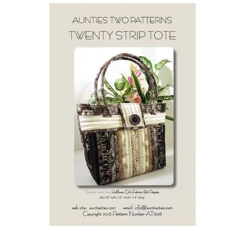 Twenty Strip Tote Pattern - Aunties Two Patterns (≈12" x 12" x 4") - Pattern AT608