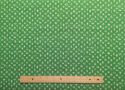 Cranston Print Works - Green Fabric / White Tossed Christmas Print