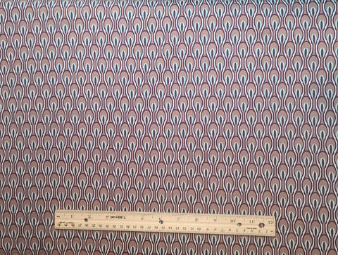 Paradise Collection PA-302 for Art Gallery Fabrics - Lavender Fabric / Puce, Seafoam Green, Dark Wine Colored Teardrop Print