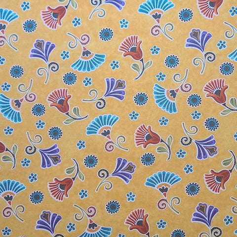 Madeline BTR6626 Dijon 2012 Blank Quilting - Mustard Yellow Fabric / Brightly Colored Flower Print