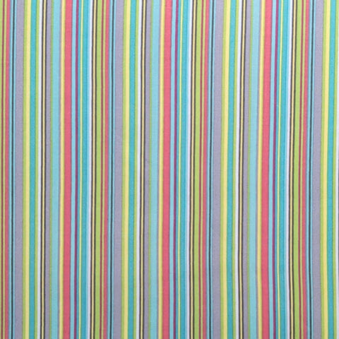 Catalina R21 7504 01 by Laura Barringer Marcus Fabrics - Turquoise, Yellow, Rose, Lavender, White Vertical Stripe Fabric