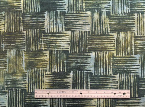 Elements II Collection 01943-44 Batiks by Benartex - Multi-Color Green Patterned Fabric / Basketweave Tjap