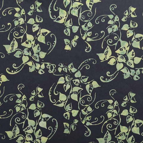 Batiks Hoffman California International Fabrics G2191-71 Lime - Black Fabric / Bright Green Vine Tjap