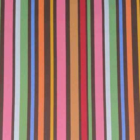 Pretty Bird by Pillow & Maxfield Michael Miller Fabrics DC4323 Garden Stripe - Brown, Pink, Orange, Gold, Blue, Green, Red Stripe Fabric