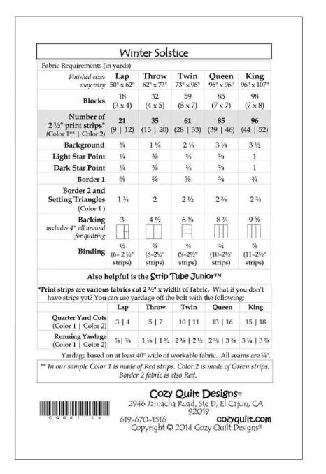 Winter Solstice - A Strip Club Pattern by Georgette Dell'Orco for Cozy Quilt Designs / Includes Instructions for 5 Sizes Lap to King