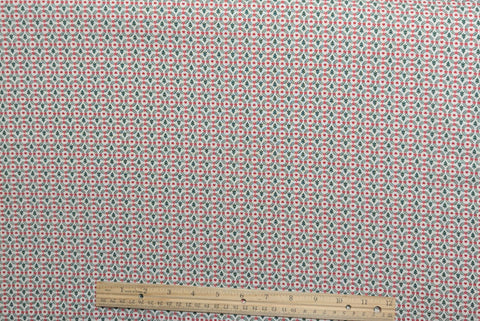 VIP Cranston Print Works - White Fabric / Red, Dark Green Wreath and Tree Print